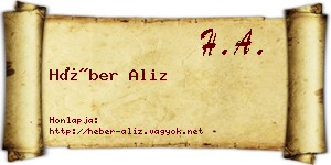 Héber Aliz névjegykártya